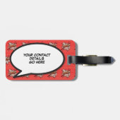 Étiquette À Bagage JUSTE MARIÉ Votre Message Voix Bubble Fun Retro (Dos horizontal)