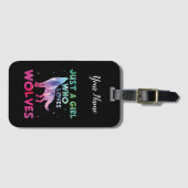 Étiquette À Bagage Juste une fille qui aime les loups aquarelle (Devant Horizontal)