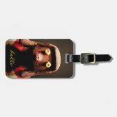 Étiquette À Bagage Kachina Doll Face Photo Hello Script Bold Cute (Devant horizontal)