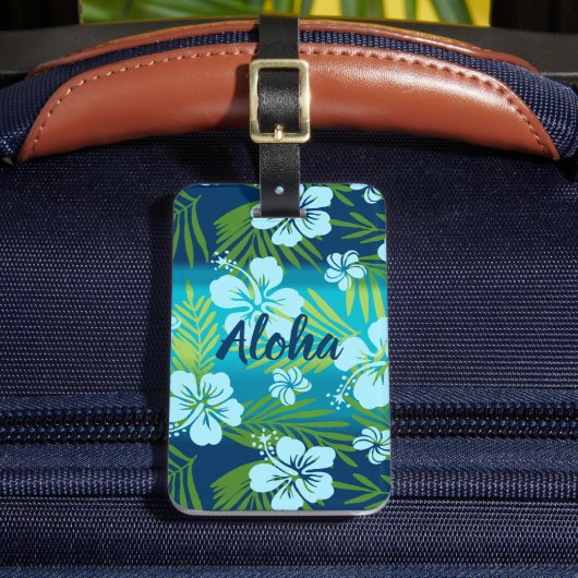 Étiquette À Bagage Kalani Tie Dye Mélange Hibiscus Tropical - Turquoi (Insitu Rectoal 2)