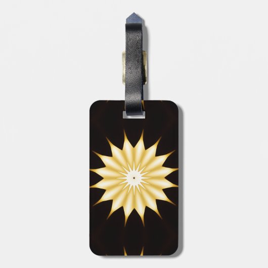 Étiquette À Bagage Kaleidoscope Design Bright Yellow Star (Dos Vertical)
