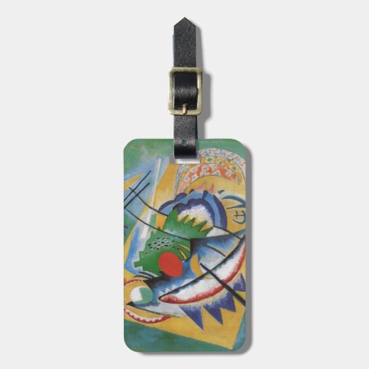 Étiquette À Bagage Kandinsky rouge ovale Abstraite oeuvre d'art vert (Devant Vertical)