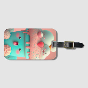 Étiquette À Bagage Kawaii carnet de crème glacée rose