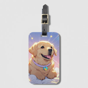 Étiquette À Bagage Kawaii Labrador Retriever ciel et étoiles