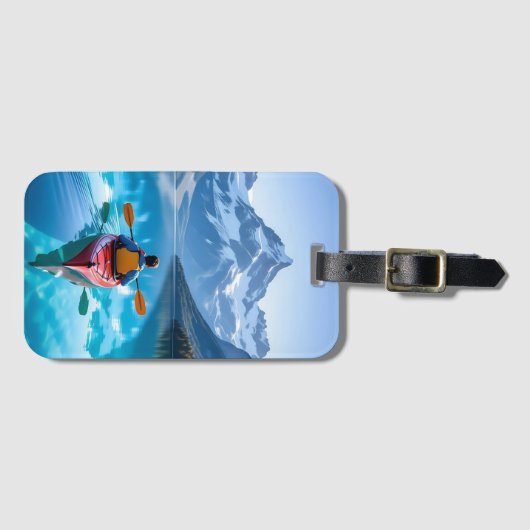 Étiquette À Bagage  Kayaking in Mountains Personalized (Devant Horizontal)