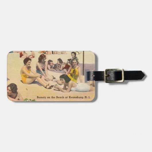 Étiquette À Bagage Keansburg, New Jersey - Antique Beach Shore Scene (Devant horizontal)