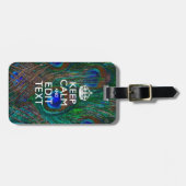 Étiquette À Bagage Keep Calm and Have Your Text on Peacock Feathers (Devant horizontal)