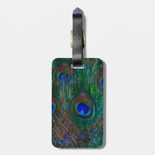 Étiquette À Bagage Keep Calm and Have Your Text on Peacock Feathers (Dos Vertical)