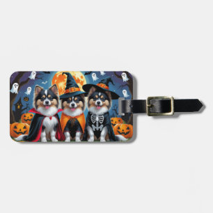 Étiquette À Bagage Keeshond Chiens Citrouille Halloween Funny