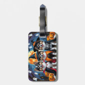 Étiquette À Bagage Keeshond Chiens Citrouille Halloween Funny (Dos Vertical)