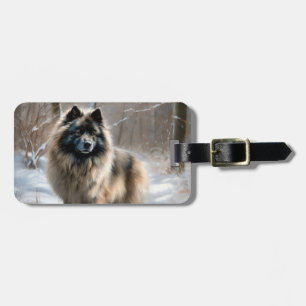 Étiquette À Bagage Keeshond Qu'Il Neige Noël
