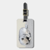 Étiquette À Bagage Keeshond Sleeping Puppy Peinture Chien Art origina (Devant Vertical)