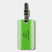 Étiquette À Bagage Kelly Green Quatrefoil Motif (Devant Vertical)