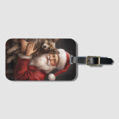 Étiquette À Bagage Kelpie australienne avec Noël au Père Noël (Devant Horizontal)