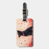 Étiquette À Bagage Kelpie australienne avec Roses - Saint Valentin (Devant Vertical)