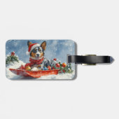 Étiquette À Bagage Kelpie australienne dans Sledge laissez-le neiger  (Dos horizontal)