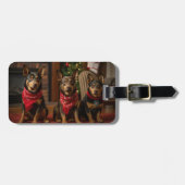 Étiquette À Bagage Kelpie australienne près de la cheminée Noël (Devant horizontal)