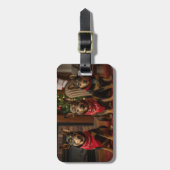 Étiquette À Bagage Kelpie australienne près de la cheminée Noël (Devant Vertical)