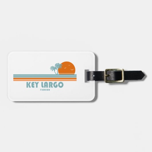 Étiquette À Bagage Key Largo Floride Sun Palm Trees (Devant horizontal)