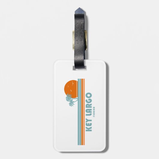 Étiquette À Bagage Key Largo Floride Sun Palm Trees (Dos Vertical)
