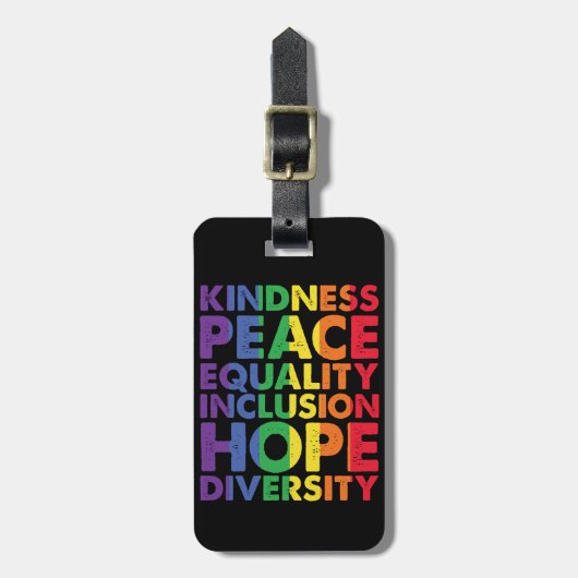 Étiquette À Bagage Kindness Peace Equality Love Inclusion Hope LGBT (Devant Vertical)