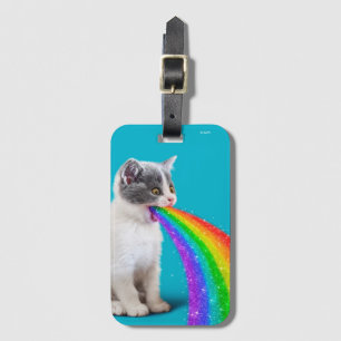 Étiquette À Bagage Kitten crache vers le ciel