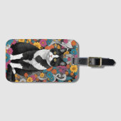 Étiquette À Bagage Kitty au milieu des fleurs (Devant Horizontal)