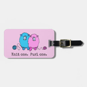 Étiquette À Bagage Knit one, purl one. Mignons moutons. Personnalisé