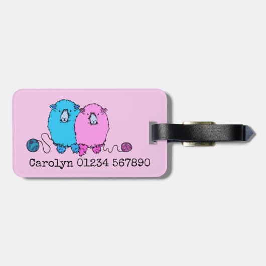 Étiquette À Bagage Knit one, purl one. Mignons moutons. Personnalisé (Dos horizontal)