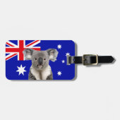 Étiquette À Bagage Koala avec fond de drapeau australien (Devant horizontal)