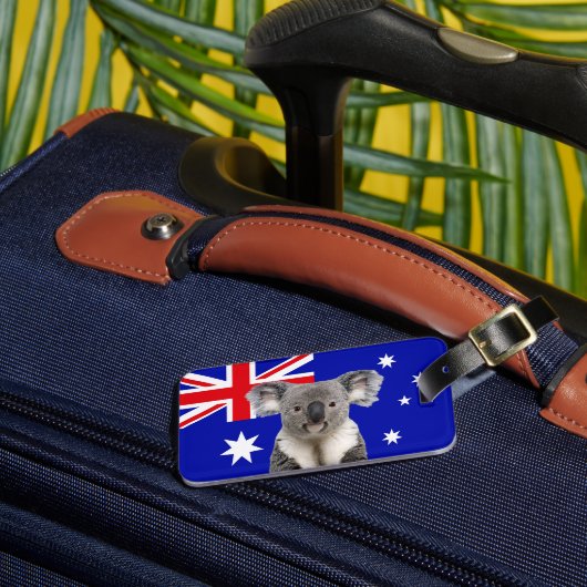 Étiquette À Bagage Koala avec l'Arrière - plan du drapeau australien (Insitu Rectoal 3)