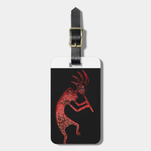 Étiquette À Bagage kokopelli rouge sur arrière - plan noir
