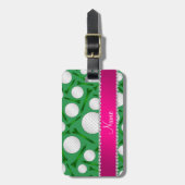 Étiquette À Bagage La boule de golf verte nommée personnalisée pique (Devant Vertical)