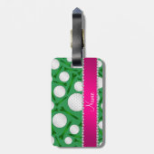 Étiquette À Bagage La boule de golf verte nommée personnalisée pique (Dos Vertical)