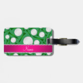 Étiquette À Bagage La boule de golf verte nommée personnalisée pique (Dos horizontal)