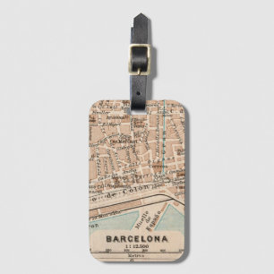Étiquette À Bagage La carte ancienne de Barcelone