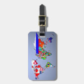 Étiquette À Bagage La carte du monde avec leurs drapeaux (Devant Vertical)