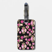 Étiquette À Bagage La chaussette rose Girly mignonne Monkeys des (Dos Vertical)