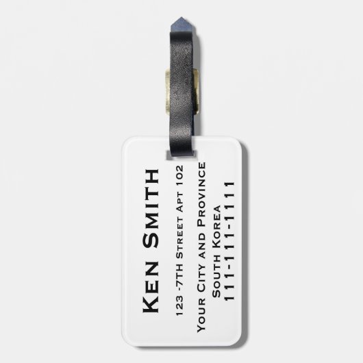 Étiquette À Bagage La Corée du Sud (Dos Vertical)