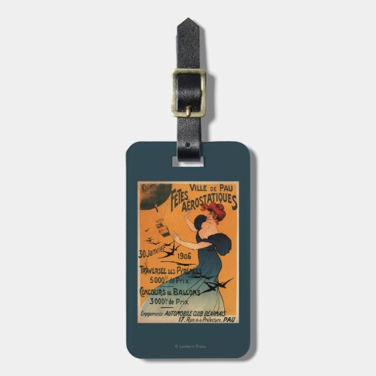 Étiquette À Bagage La femme Rouge-Dirigée attend l'affiche d'oiseaux (Devant Vertical)