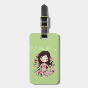 Étiquette À Bagage La fille rose de roses aime le yoga