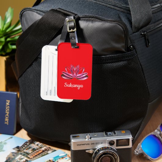 Étiquette À Bagage La fleur de lotus personnalisée (Recto & Verso)