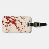 Étiquette À Bagage La floraison de prunes à la peinture asiatique au  (Devant horizontal)