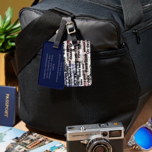 Étiquette À Bagage La gloire du baseball | Mots du drapeau américain  (Recto & Verso)