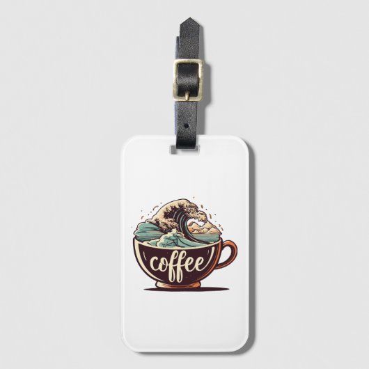 Étiquette À Bagage La Grande Vague De Café (Devant Vertical)