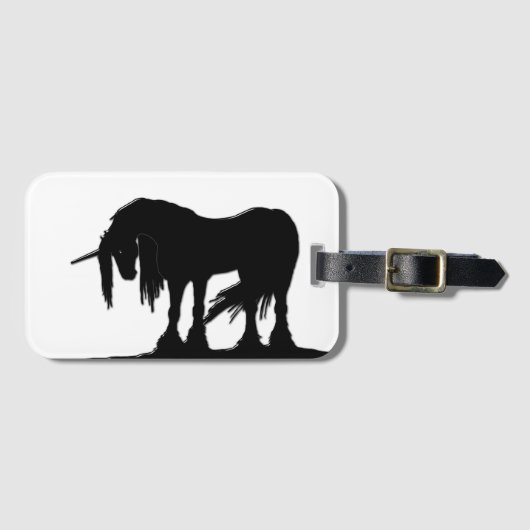 Étiquette À Bagage La licorne noire (Devant Horizontal)