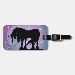 Étiquette À Bagage La licorne noire mystique (Pastel Swirl)