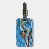 Étiquette À Bagage La Otter dans la peinture de la mer (Devant Vertical)