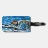 Étiquette À Bagage La Otter dans la peinture de la mer (Dos horizontal)