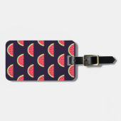 Étiquette À Bagage La pastèque de Neon sur le Motif pourpre (Devant horizontal)